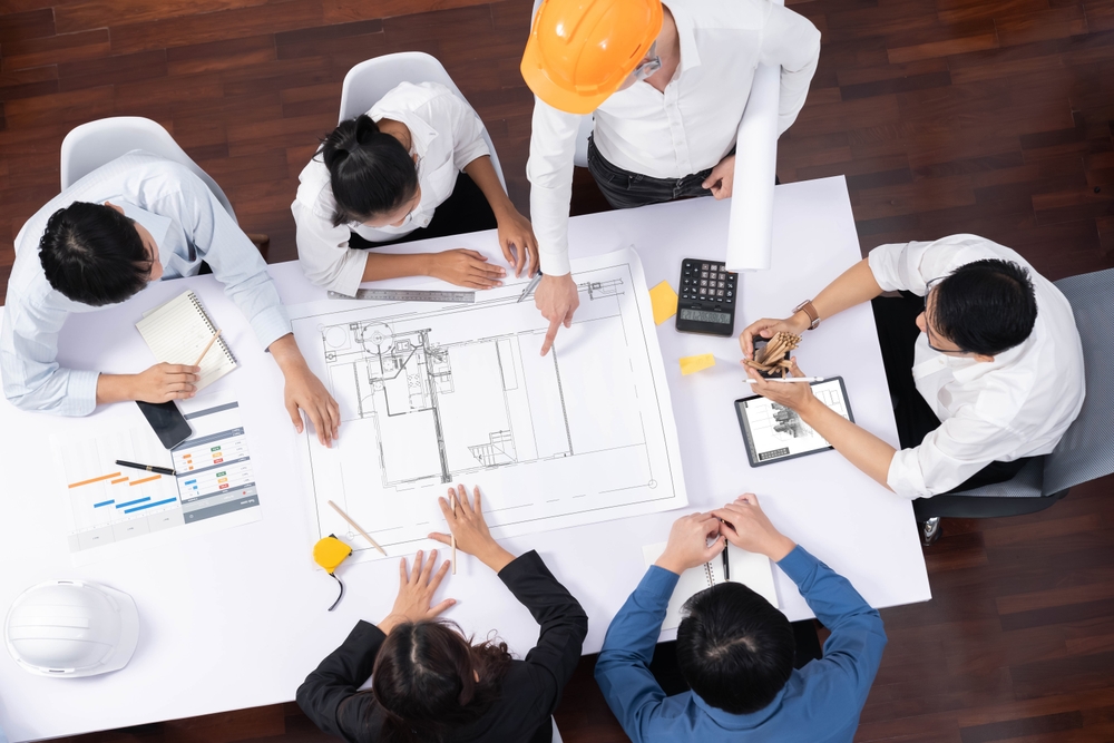 Top,View,Banner,Of,Diverse,Group,Of,Civil,Engineer,And